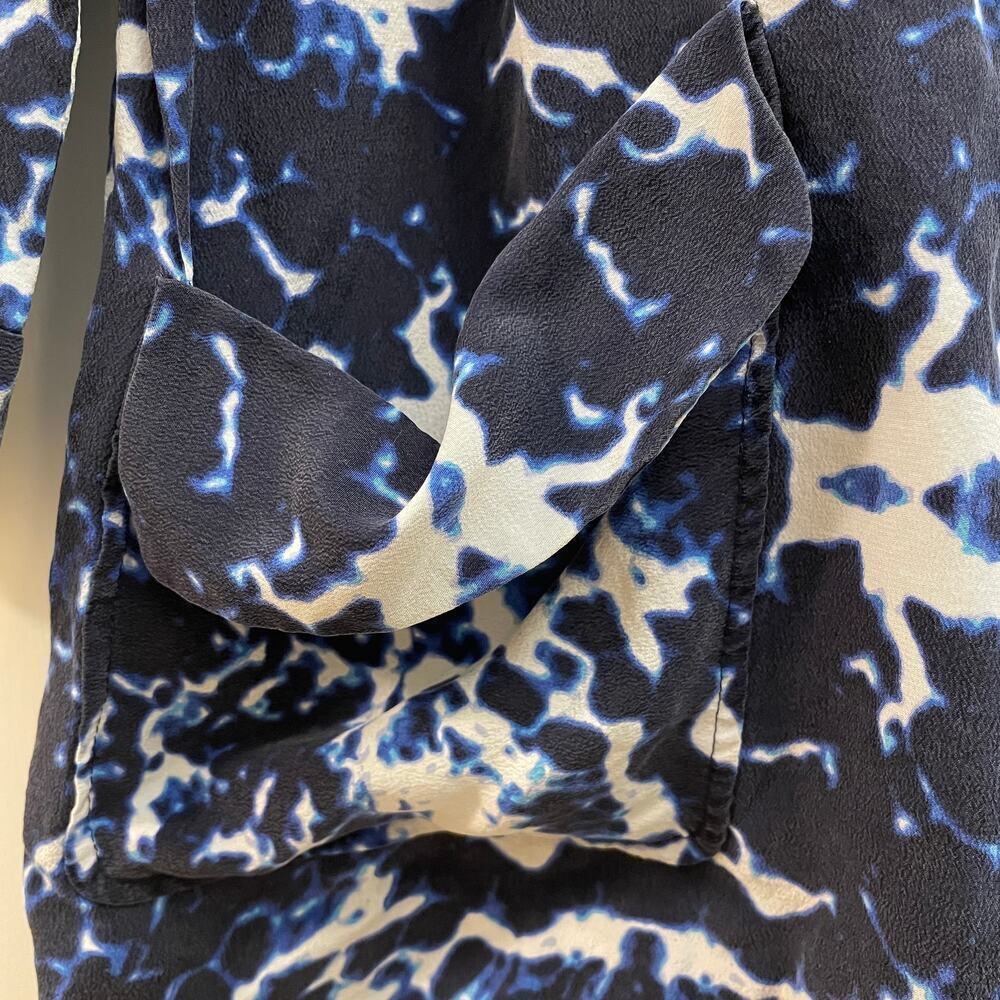 Rare Intermix Roxy Silk Romper S | Blue Abstract Print, Button Front, 100% Silk - Picture 7 of 7